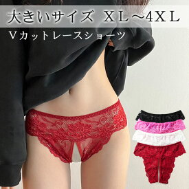 在庫 限り SALE セール セクシー ショーツ 穴開き レース オープン クロッチ Vカット ヒップ お尻 パンティ パンツ アダルト ランジェリー エレガント 大きいサイズ XL XXL XXXL XXXXL 3L 4L エロ エッチ スケベ 股割れ 刺激 ゴム 下着 股割れ 伸びる ゆったり 過激 アダルト