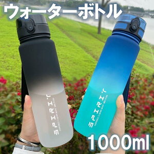 水筒 ウォーター ボトル スポーツ ウォーターカップ グラデーションカラー ワンタッチ 軽量 大容量 フィルター付き 漏れ防止 スポーツボトル 耐冷耐熱 1000ml
