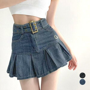 ミニデニムプリーツスカート ベルト付き レディース スニーカー 厚底 ウォーキング おしゃれ キレイめ 白 黒 可愛い 軽量 疲れない かわいい 30代 40代 50代 60代