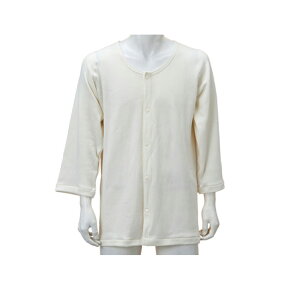 介護衣料 肌着 ねまき 着脱簡単 肌に優しい のびのび 7分 厚手 紳士 のびのびワンタッチ肌着7分袖(ホック付) 秋冬用 / BM5F オフホワイト【返品不可】【介】