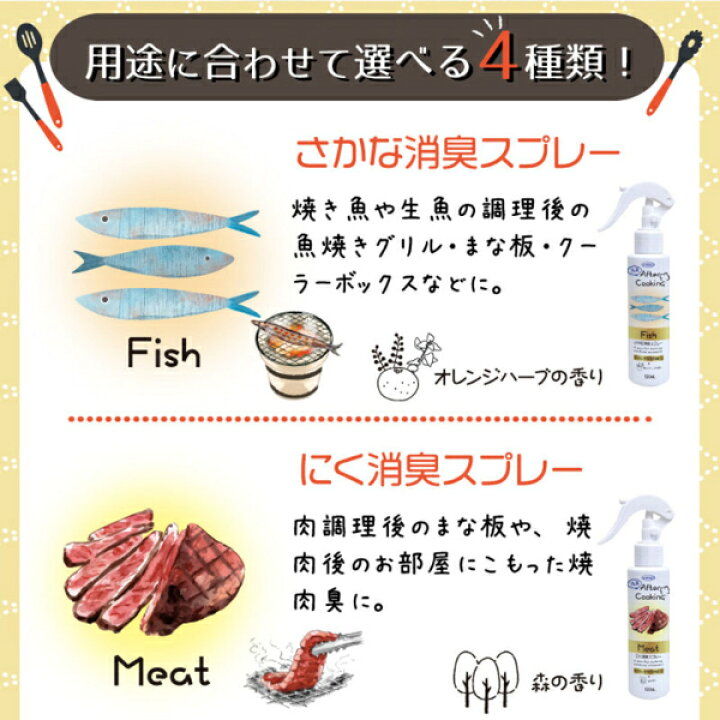 楽天市場 アフタークッキング 1ml 4個セット 消臭剤 消臭スプレー 臭い対策 臭い ニオイ におい ゴミ箱 排水口 対策 魚 魚焼きグリル まな板 魚臭 クーラーボックス 肉 焼肉 部屋 カーテン 焼肉臭 キッチン コンロ周り 油臭 ニンニク ネギ 香味臭 グッズ 通販 人気