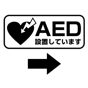 AED�ݒu�ē��J�b�e�B���O�X�e�b�J�[ ver.05 2���g ����22cm×����9.2cm �����t�n���h���C�h AED���ڎԂ�AAED�ݒu�ꏊ��