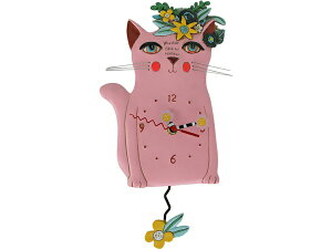 Allen Designs AEfUC@sN̔L̐Uqv@Pretty Kitty Pink Floral Cat ClockMichelle AllenfUC