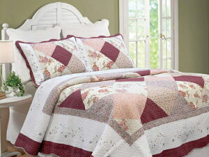 �y�N�C�[���z�@Cozy Line Home Fashions �L���g3�_�Z�b�g Scalloped Edge Country �@�i�o�[�K���f�B/�s���N�j�@223×233cm�@���o�[�V�u������|���z�c1�������J�o�[2�@�Q��