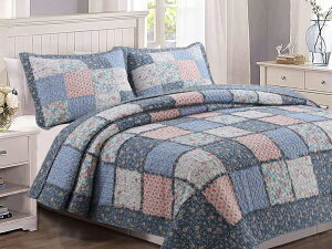 �y�N�C�[���z�@Cozy Line Home Fashions �L���g3�_�Z�b�g French Country Cottage�@�i�u���[/�s���N�j�@223×233cm�@���o�[�V�u������|���z�c1�������J�o�[2�@�Q��