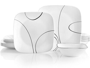 Corelle コレール ディナーウェアー18点セット Simple Lines 四角いお皿
