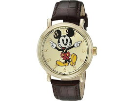 Disney ディズニー　ミッキー・マウス腕時計　（ゴールド）　ダークブラウン・レザーバンド　Adult Vintage