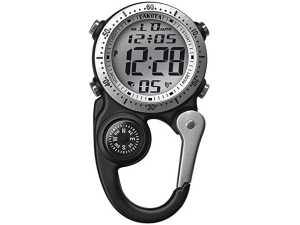 Dakota ダコタ　カラビナウォッチ　デジタル・クリップ時計　（ブラック）　3気圧防水・アラーム・方位磁石・クロノグラフ |  輸入セレクトショップハートランド