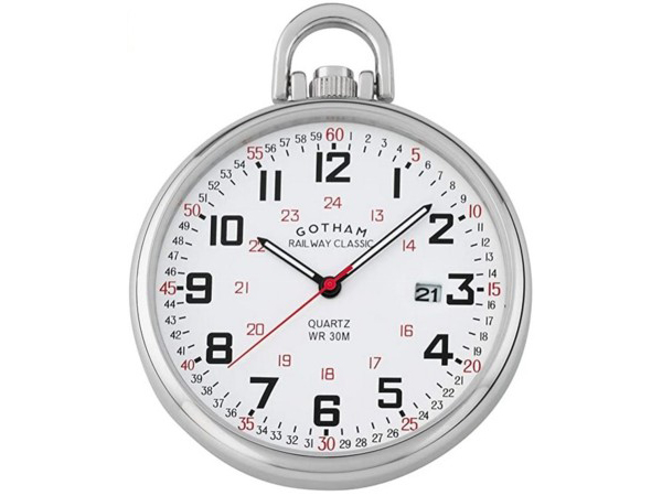 Gotham Watch ゴッサム オープンフェイス懐中時計 Date Style 新入荷 Railroad あなたにおすすめの商品 GWC14107S 日本製クォーツ
