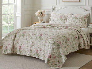�y�N�C�[���z�@Laura Ashley ���[�� �A�V�����C�@Breezy Floral �L���g�E�Z�b�g �i�s���N/�O���[���j�@228×228cm�@����|���z�c1�������J�o�[2���@�Q��