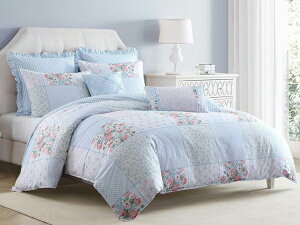 �y�N�C�[���z�@Laura Ashley ���[�� �A�V�����C�@Hope Patchwork �z�c�J�o�[+Sham�Z�b�g �i�u���[�j�@233×223cm�@�|�z�c�J�o�[1�����e�햍�J�o�[��6�@�Q��