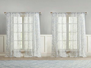 �y��97×��244cm 4���z�@Laura Ashley ���[�� �A�V�����C�@Barnette �J�[�e�� 4���Z�b�g��2�p�@�i�u���[�j 38×96inch