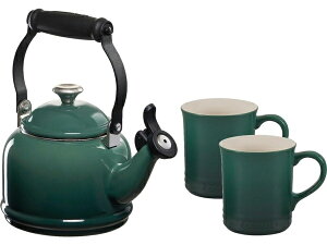 Le Creuset ル・クルーゼ  笛吹デミケトル&マグカップ2個セット (アーティチョーク) ステンレス・ノブ ルクルーゼ