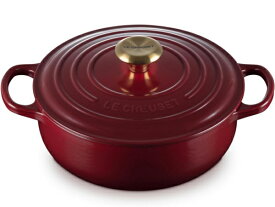 Le Creuset ル・クルーゼ　 24cmソートゥーズ 浅型両手鍋　（ローヌワイン）　ゴールド・ノブ　3.5QT　ルクルーゼ