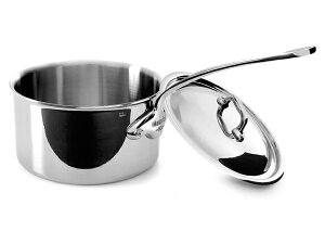 Mauviel ムヴィエール 19cmフタ付き5層ソースパン 2.7QT (約2.5リットル) M'cookシリーズ ステンレス・スチール