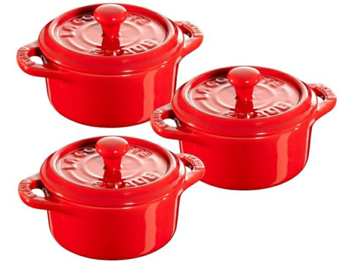 取引終了】フランス製 staub ラウンドミニココット 3個まとめて