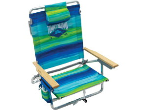 Tommy Bahama トミーバハマ 5段階リクライニング・ビーチチェアー (ブルー/グリーン) 木製肘掛モデル バック・パック式アウトドア・チェア