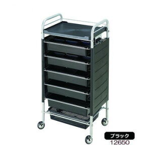 サロン用キャスター付きワゴン ロット台 7段 C-265 ブラック・12650