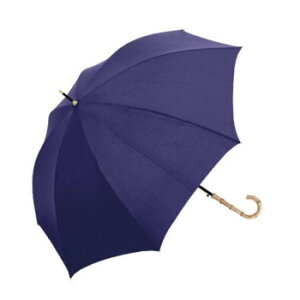 中谷 傘 8本骨 バンブー無地 ネイビー 60cm おしゃれ バンブー 竹ハンドル 長傘 ジャンプ傘 714-062