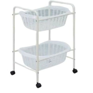 高田ベッド製作所 2段用脱衣カゴ(ホワイト) キャスター付き TB-73-06