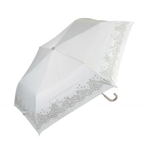 藤田屋 晴雨兼用折りたたみ傘 50cm 晴雨兼用丸手元 クローバー ホワイト SMM-2552(KT)