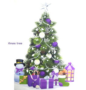 tsukushi「クリスマスツリー パネル販売」パープル系のレアなデザイン オーナメント 生地 布 綿 コットン100% デジタルプリント クリスマスツリー もみの木 飾り 壁飾り 紫 雪だるま タペスト