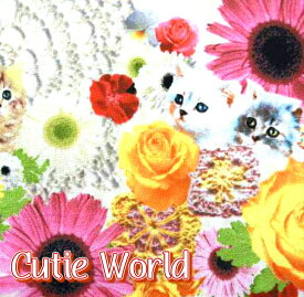 Cutie World　キューティーワールド/コットン100％/シャーティング/入園/入学/通園/バッグ/生地/布/綿/チョウチョ/ネコ/シカ