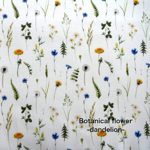 【シーチング】【デジタルプリント】botanical flower-dandelion-/コットン100%/シーチング/綿/布/入園入学/マスク/タンポポ/花柄/ボタニカル ダンテライオン 75