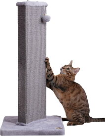 Gworld 猫爪研ぎポール 猫 爪研ぎ 麻 天然サイザル麻 つめとぎ 猫 ポール 縦置き型 人気 長持ち 構造 遊びのポンポン付き 構造 運動不足解消 家具保護 組み立て簡単 0724