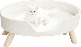 Gworld 猫 ソファーベッド 足付き 猫用ベッド 多機能 猫用休憩スペース ペットソファー うさぎ ふわふわ もこもこ 広々 安心 快適 モフモフ猫ハウス 隠れ家 くつろぎ お昼寝 ペットベッド 安定性良い 通年 人気 インテリア 白 0724