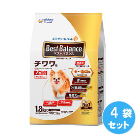 ベストバランス　カリカリ仕立て チワワ用　7歳以上用 1.8kg×4袋 ユニチャーム ドッグフード 犬用餌 日本製 国産 まとめ買い 送料無料