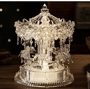 オルゴール ライトスタンド アクリルカルーセルライトスタンド 馬回転 ウォームホワイトLED 電子オルゴール クリスマスソング 8曲 置物 飾り 電池 USB ギフト 贈り物 記念 誕生日 バースデー