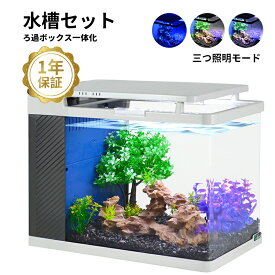 1年保証 アクアリウム 水槽セット 観賞魚飼育セット 19L 家庭用 アクアポニックス グラス タッチスクリーン LEDライト 3つ照明モード エアーポンプ フィルター 静音 省エネ 熱帯魚 水槽 インテリア 飼育箱 魚 観賞用 飼育セット 水草 植物育成