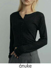【即日出荷】【待望追加】anuke アンヌーク Sheer Rib Cardigan 25秋冬 62520602 カーディガン シアーリブカーディガン トップス 羽織【新作】
