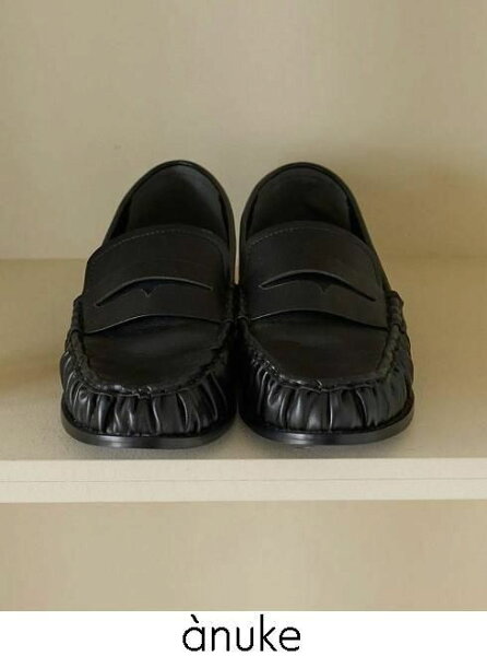 【即日出荷】【待望追加】  anuke アンヌーク Gather Loafers★ 26秋冬 62621006 フラットシューズギャザーローファー 靴 フラット【夏シューズ】 秋小物【新作】