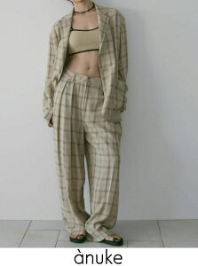 �y�����o�ׁzanuke �A���k�[�N Check Daubletuck Pants�� 26�t�� 62610702 �p���c 26�t�󒍉� �`�F�b�N�_�u���^�b�N�p���c �Z�b�g�A�b�v �{�g�� �����O�y�V��z