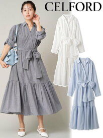 【即日出荷】(11%OFF～4/24) CELFORD セルフォード カシュクールシャツワンピース 24春夏 CWFO241099 マキシワンピース【celford】【新作】