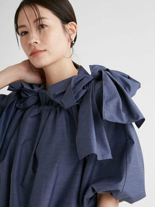超美品♡セルフォード ショルダーギャザーリボンブラウス セルフォード 