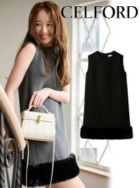 【即日出荷】(限定価格15%OFF&500円OFF) CELFORD セルフォード 裾ファーミニワンピース 25秋冬 CWFO254087 フレアワンピース 【新作】