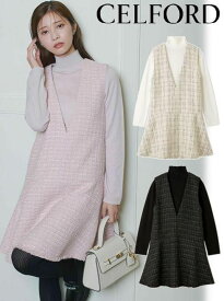 【即日出荷】(限定価格10%OFF&500円OFF) CELFORD セルフォード ジャンスカセットアップ 25秋冬. CWFO255065 フレアワンピース 【新作】