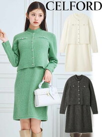 【即日出荷】(限定価格10%OFF&500円OFF) CELFORD セルフォード スパークルミニニットワンピースセット 25秋冬. CWNO255070 タイトワンピース【新作】