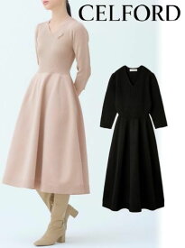 【即日出荷】(限定価格10%OFF&500円OFF) CELFORD セルフォード ホールガーメントワンピース 25秋冬. CWNO261054 フレアワンピース 【新作】