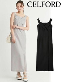 【即日出荷】(最終セール20%OFF) CELFORD セルフォード テイラーネックキャミワンピース 25春夏. CWFO254006 マキシワンピース 【新作】オケージョン25ss セール 25sp