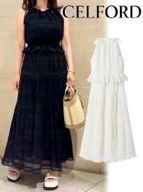 【即日出荷】(最終セール30%OFF) CELFORD セルフォード ギャザーシフォンセットアップ 25春夏. CWFO254050 マキシワンピース 【新作】オケージョン25ss 25sp