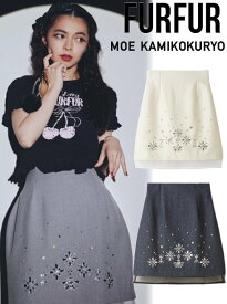 【即日出荷】(セール60%OFF)FURFUR ファーファー 【上國料萌衣コラボ】ビジューミニスカート 24秋冬 RWFS244028 フレアスカート 【新作】コラボ ss12