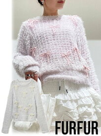 【即日出荷】(セール50%OFF) FURFUR ファーファー シャイニーリボンセーター 24秋冬 RWNT245064 ニットトップス ニット特集【新作】ss12 ss12