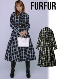 【即日出荷】(限定価格20%OFF&500円OFF) FURFUR ファーファー チェック柄シャツワンピース 25秋冬 RWFO254092 マキシワンピース 【新作】 26sp