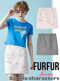 【即日出荷】(限定価格30%OFF&500円OFF) FURFUR ファーファー FRESH PUNCH 刺繍スカート 25秋冬 RWFS254049 フレアスカート ボトム　サンリオコラボ【新作】 26sp