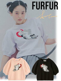 【即日出荷】(最終セール60%OFF) FURFUR ファーファー 李子林ハーフスリーブジャガードニット 25春夏 RWNT251101 ニットトップス　トップス【新作】コラボ　Lizii Lin リジーリン 猫 キャット 25sp