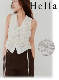 【予約】(期間限定10%OFF) Hella ヘラgather stripe top 26春夏予約 h261-18 タンクトップ・ノースリーブトップス 入荷予定 : 3月中旬〜　トップス